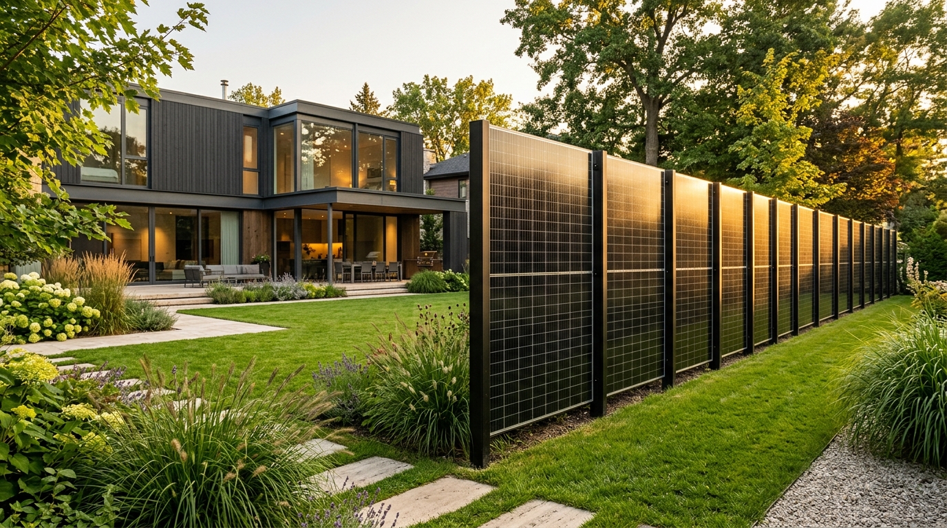 EnerGeek Solar Fence in Garden